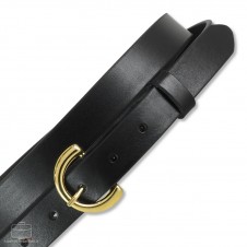 Women's thin belt 2.5cm Gold buckle, leather Black Women's thin belt 2.5cm Gold buckle, leather Black