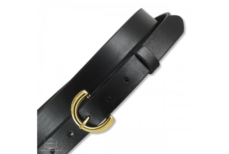 Cintura Donna sottile 2.5cm cuoio Nero fibbia Oro Cintura Donna sottile 2.5cm cuoio Nero fibbia Oro