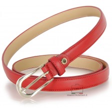 Women's skinny belt 2cm in leather Red gold or silver buckle