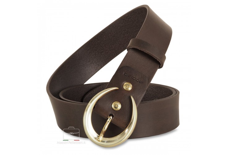Damengürtel Moon Gold Schnalle Leder Braun Damengürtel Moon Gold Schnalle Leder Braun