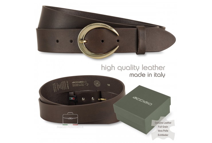 Cintura Donna In Pelle PU Con Doppia Fila Di Fori E Catena - Marrone, Lunghezza 107 Cm, Regolabile (Vita 55-100 Cm) - Stile Punk E Casual - 4