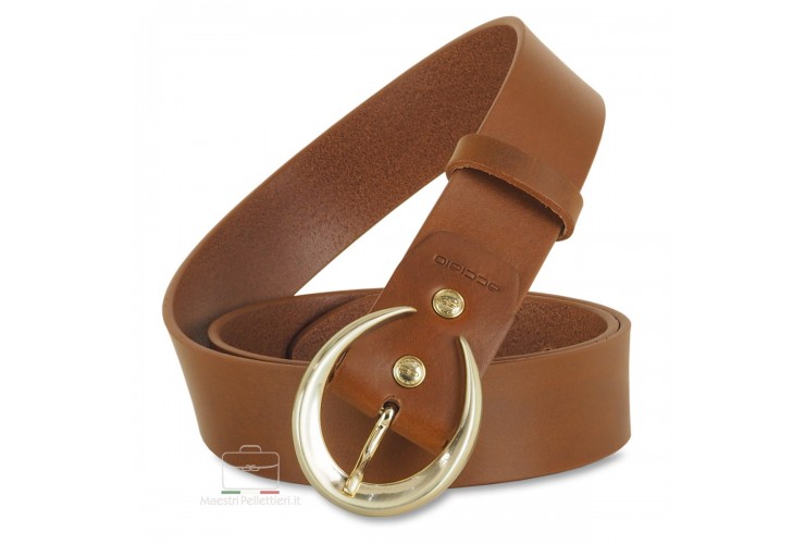Damengürtel Moon Gold Schnalle Leder Cognac Damengürtel Moon Gold Schnalle Leder Cognac