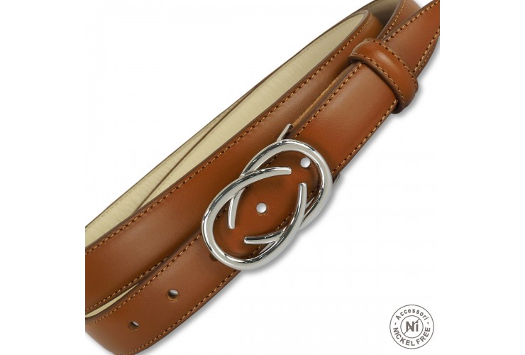 Cintura donna sottile in pelle Infinity Palladio cuoio Cognac Cintura donna sottile in pelle Infinity Palladio cuoio Cognac