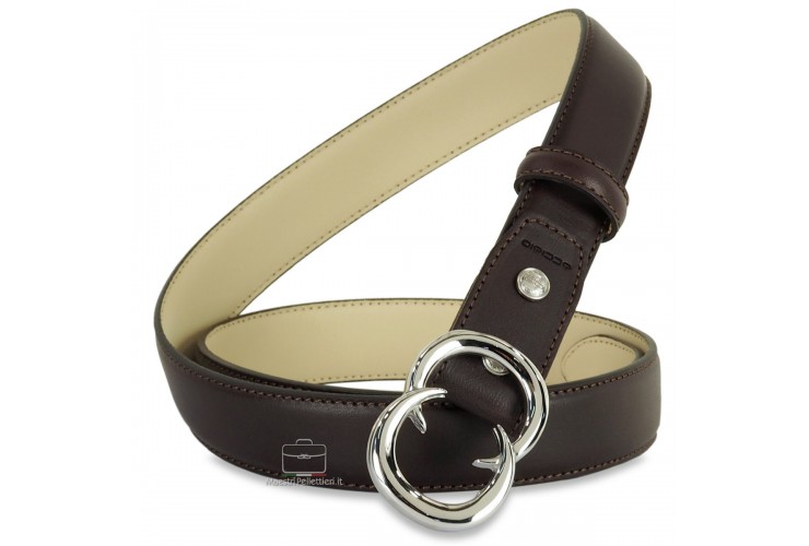 Woman belt Brown Leather 3 cm with Gemini palladium buckle **incl. gift** Woman belt Brown Leather 3 cm with Gemini palladium buckle **incl. gift**