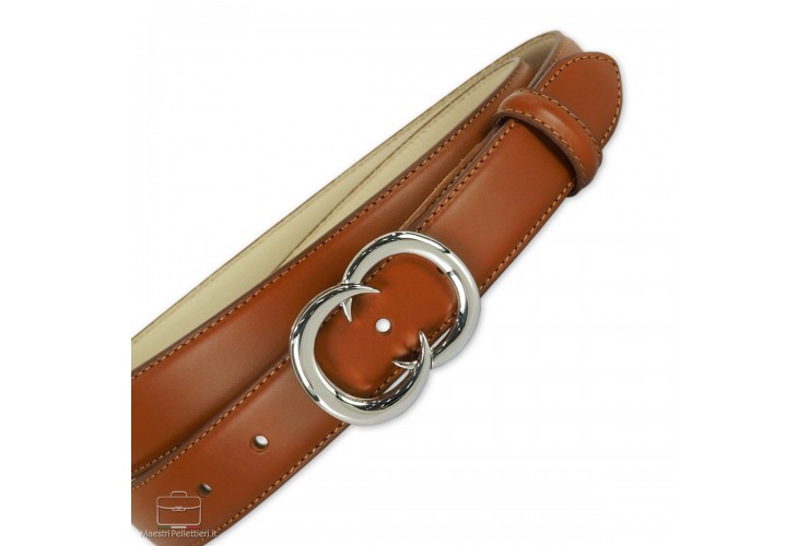 Damengürtel 3 cm Gemini Palladium-Schnalle, Leder Cognac **inkl. geschenk** Damengürtel 3 cm Gemini Palladium-Schnalle, Leder Cognac **inkl. geschenk**