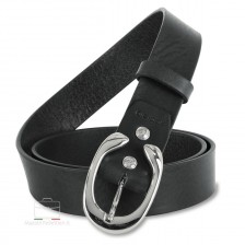Woman belt Black Leather 3.5cm with Aries palladium buckle