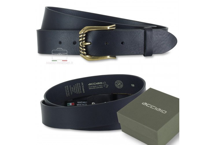 Women's wide leather belt with Trinity buckle