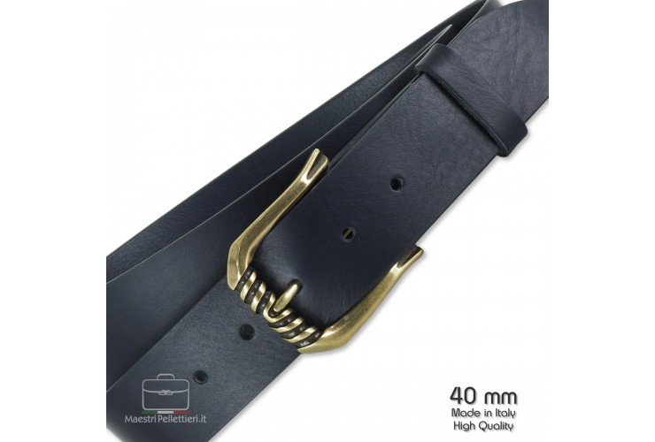 Breiter Damengürtel aus Leder mit Trinity-Schnalle Breiter Damengürtel aus Leder mit Trinity-Schnalle