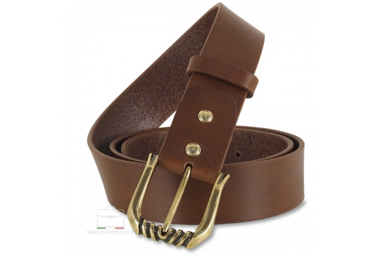 Cintura donna alta in pelle Castagno fibbia Trinity Cintura donna alta in pelle Castagno fibbia Trinity