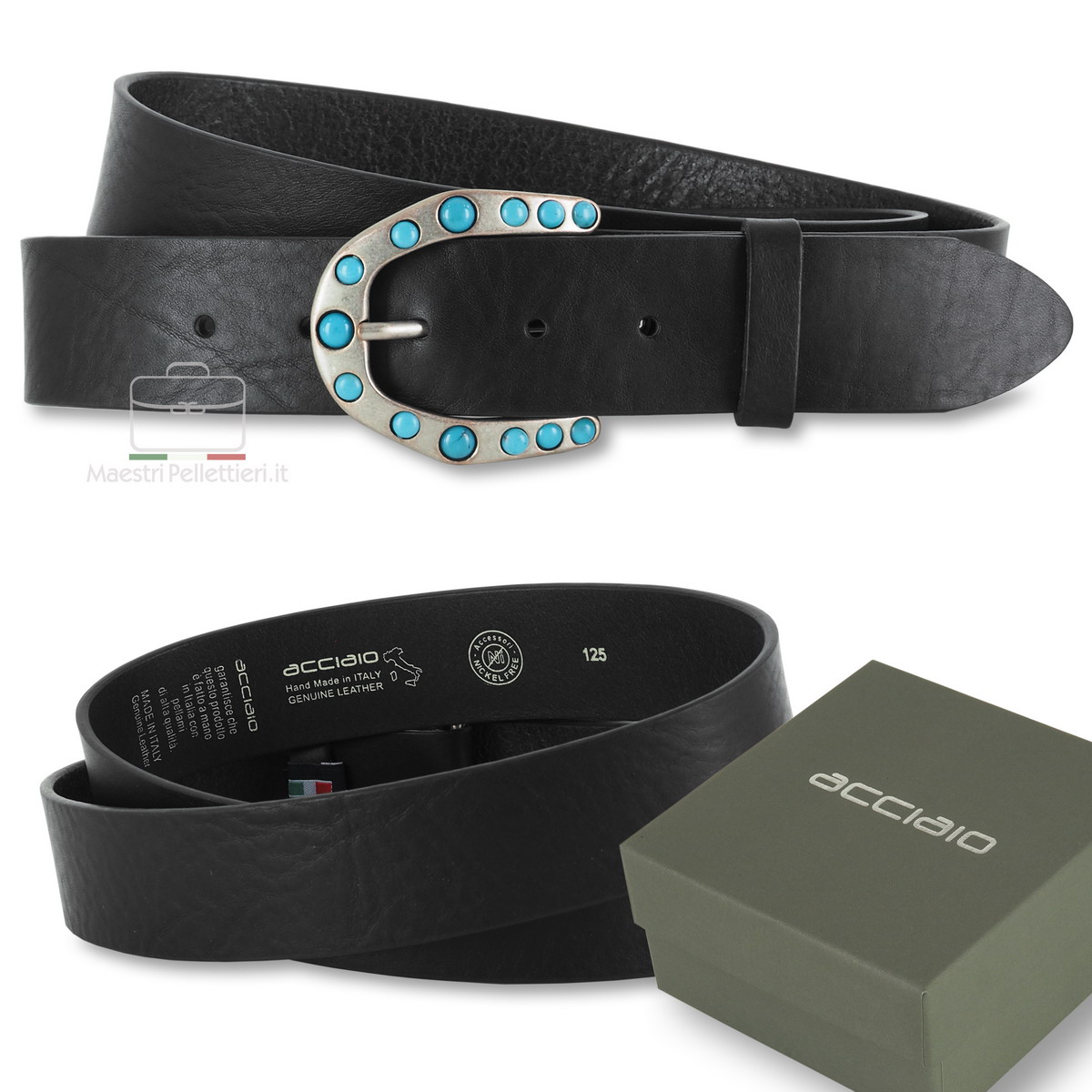 Fibbia Per Cintura In Pelle Nera 3.8cm - Ricambio Tipo #10125 In Metallo