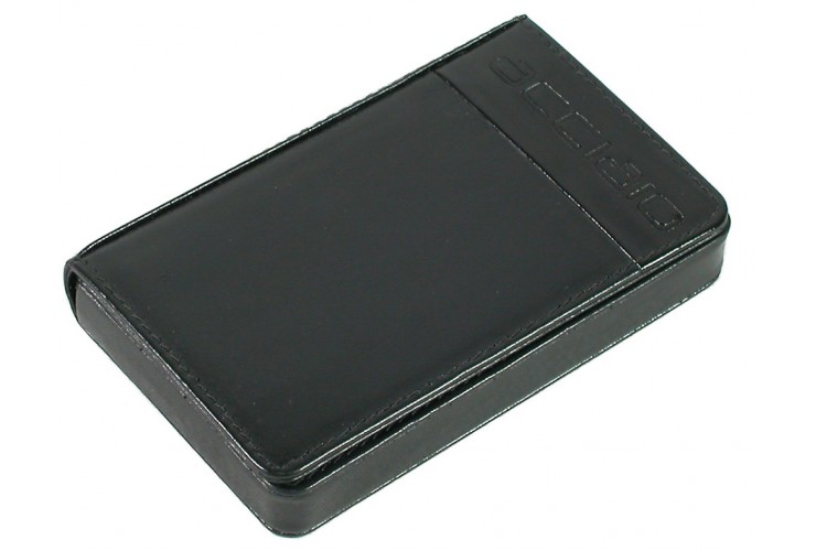 Leather visit card holder hard box magnet black