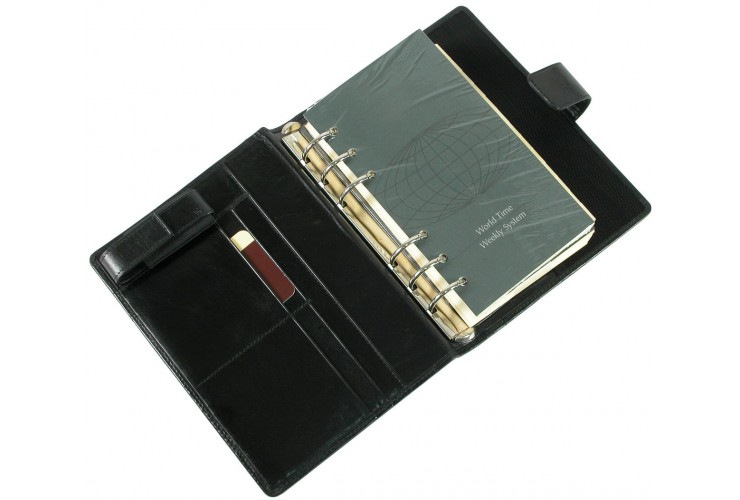 Leder-Organizer Kalender mit klappe 19cm Schwarz
