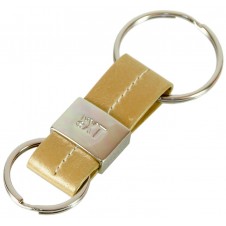 Keyring in leather with two rings - Sesame