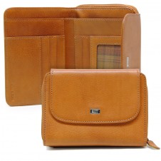 Women's wallet Vegetable leather zip all around and 5 cards Honey