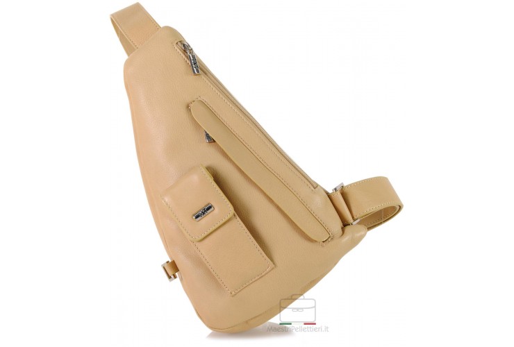 Monospalla Body in pelle a vela, Beige Sabbia Monospalla Body in pelle a vela, Beige Sabbia