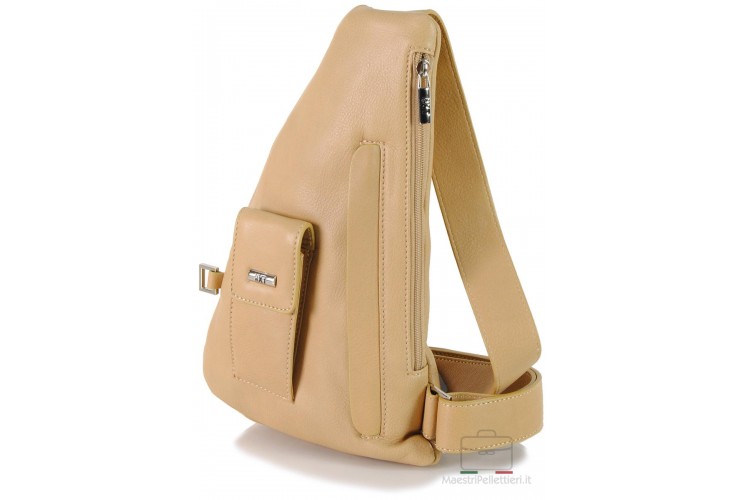 Monospalla Body in pelle a vela, Beige Sabbia Monospalla Body in pelle a vela, Beige Sabbia