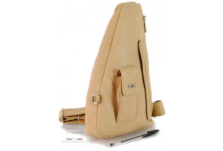 Monospalla Body in pelle a vela, Beige Sabbia Monospalla Body in pelle a vela, Beige Sabbia
