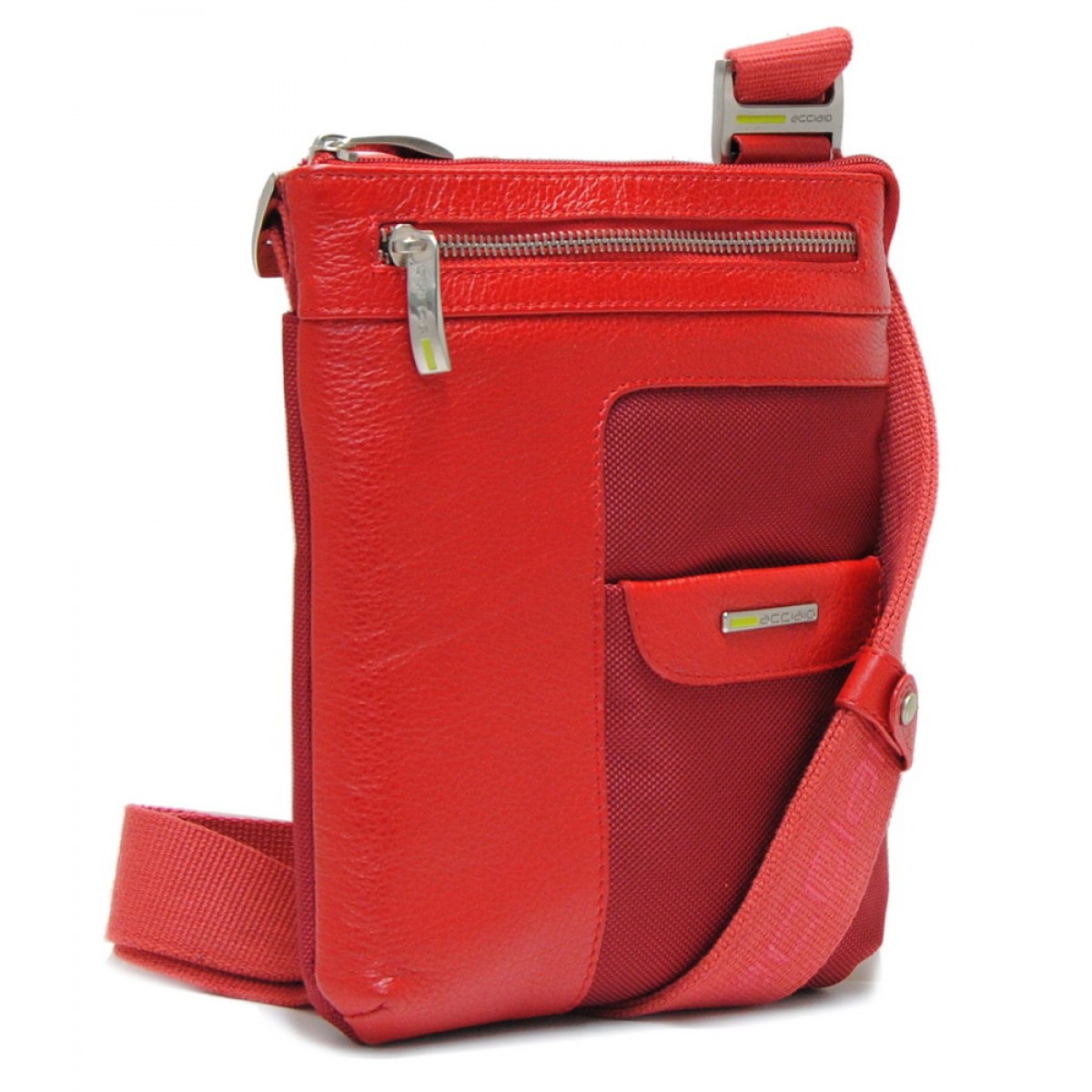Bisaccia a tracolla in tessuto e pelle Rosso | Acciaio design