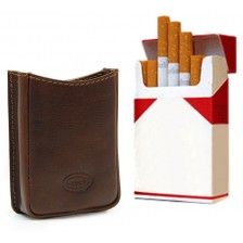 Cigarette packet holder soft Vegetable leather standard 20 - Brown