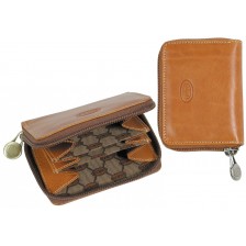 Mini coin wallet with zip and belt loop, in Vegetable leather cm.10