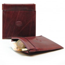 Coin and jewel pouch with spring closure, Vegetable leather - Burgundy/Bordeaux