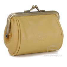 Portamonete clutch con cerniera, pelle Vegetale 10cm Grano/Beige Portamonete clutch con cerniera, pelle Vegetale 10cm Grano/Beige