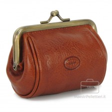 Women's Purse clutch made by Vegetable leather 10cm Cognac