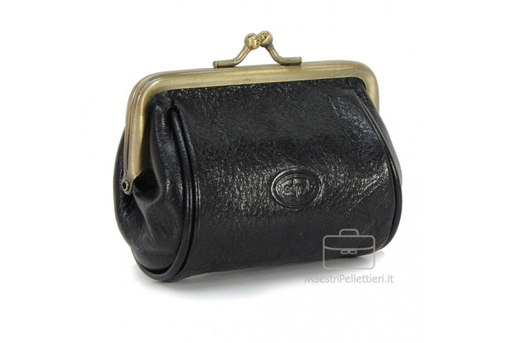 Portamonete clutch con cerniera, pelle Vegetale 10cm Nero Portamonete clutch con cerniera, pelle Vegetale 10cm Nero