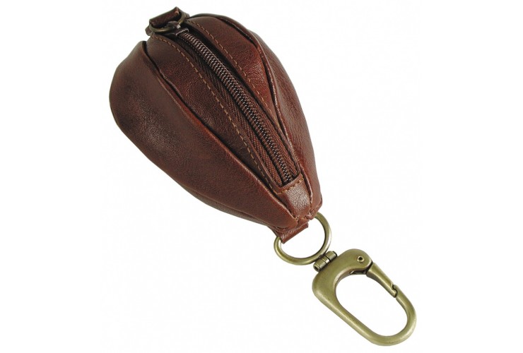 Coin key pouch with zip Vegetable leather 10 cm Brown Coin key pouch with zip Vegetable leather 10 cm Brown