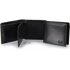 Men's small leather wallet with flap 10 cards - Italian vegetable leather black
