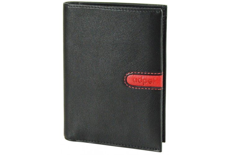 Soft man's stylish Vertical leather wallet 4cc + coin pocket Black