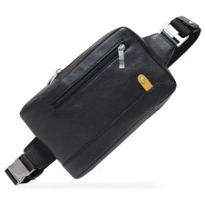 Cross body Bum bag in leather for Tablet up to 8'' Black