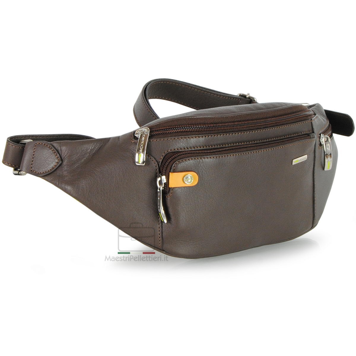 Marsupio da uomo in pelle Marrone - made in italy | Acciaio