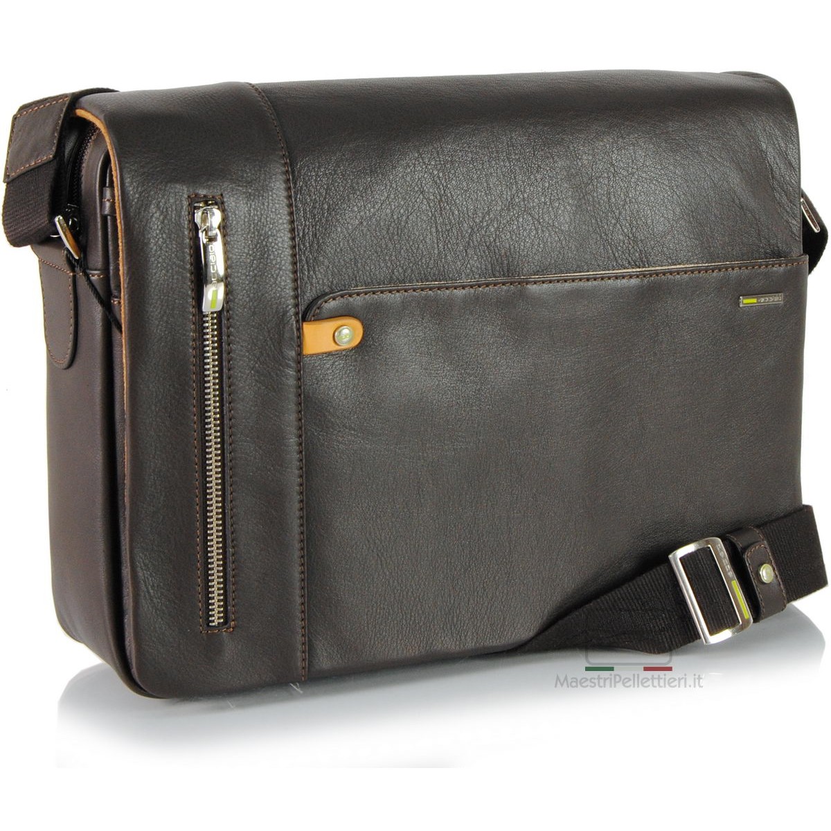 Borsa Messenger in Pelle morbida Marrone 13'' | Acciaio Design