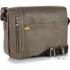 Messenger Bag Leather soft Grey/Taupe 13''