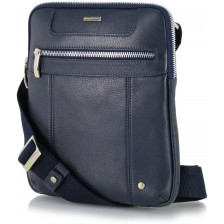 Shoulder bag for men in Blue leather 9.7'' 25cm