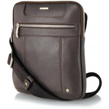 Shoulder bag for men in Brown/Moka leather 9.7'' 25cm