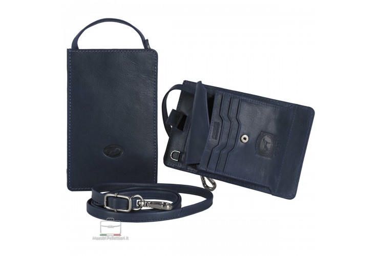 Flache Ledertasche für Mobiltelefone, leder Gürteltasche Blau Flache Ledertasche für Mobiltelefone, leder Gürteltasche Blau
