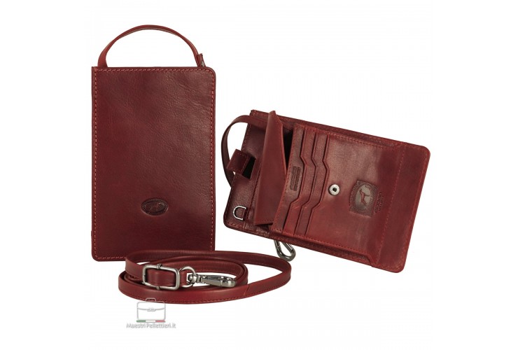 RAS Borsa Da Cintura In Pelle Nera – Portamonete, Passaporto, Cellulare, Fotocamera – Modello 1014