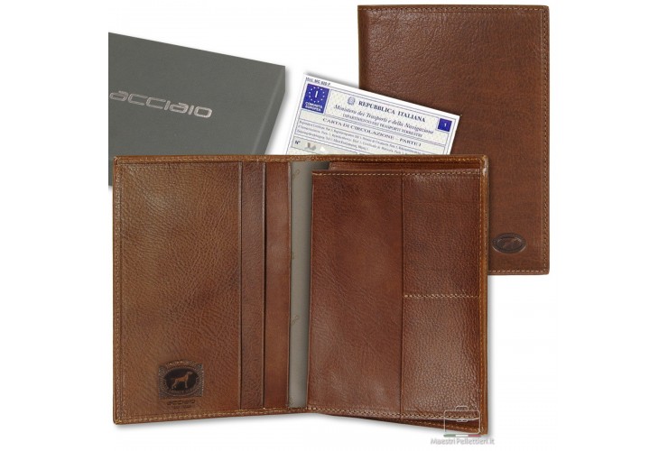 Car's document wallet folder - Italian vegetable leather Brown