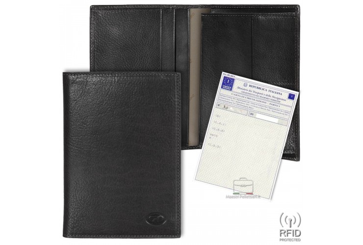 Car's document wallet folder - Italian vegetable leather Black