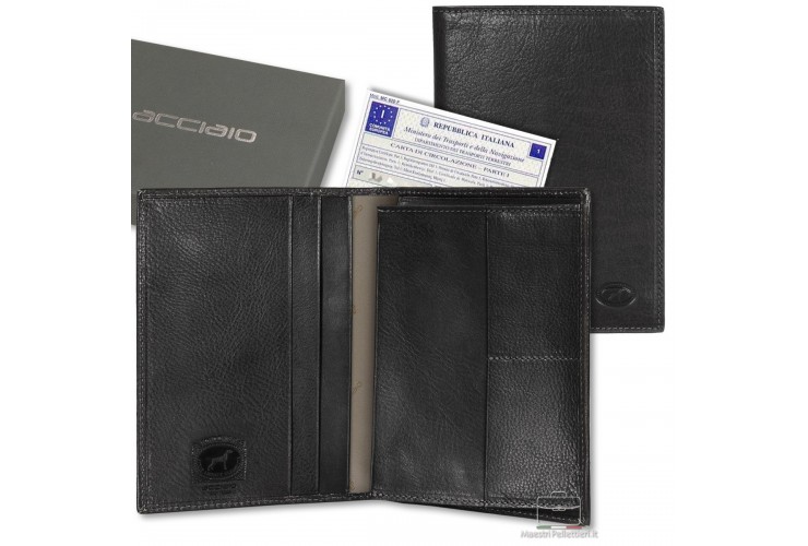 Car's document wallet folder - Italian vegetable leather Black