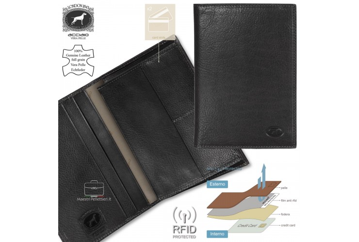 Car's document wallet folder - Italian vegetable leather Black