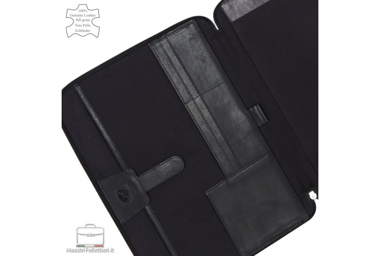 Dokumentenmappe zip A4 / iPad pro Hülle in leder Schwarz Dokumentenmappe zip A4 / iPad pro Hülle in leder Schwarz