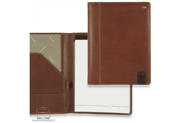 Leather folder slim notepad A4 holder in leather Chestnut