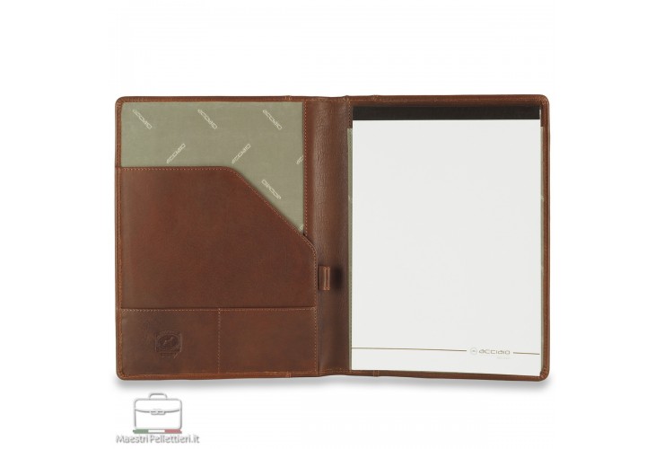 Leather folder slim notepad A4 holder in leather Chestnut