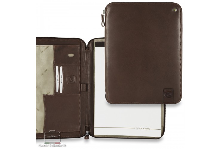 Portablocco A4 zip con tasca iPad 11" in pelle colore Moka Portablocco A4 zip con tasca iPad 11" in pelle colore Moka