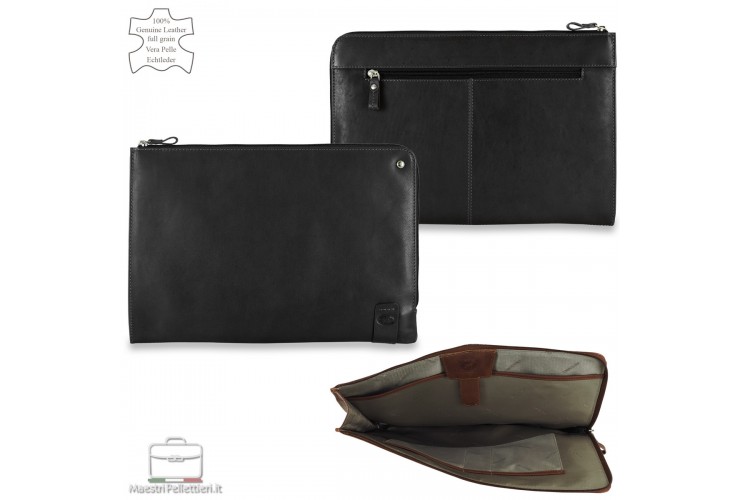 Dokumentenmappe aus leder mit zip, mit iPad 13" fache, Schwarz Dokumentenmappe aus leder mit zip, mit iPad 13" fache, Schwarz