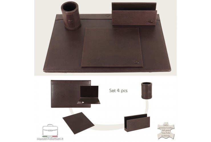Desk writing set leather kit 4 pcs, vegetable tanned Brown/Moka Desk writing set leather kit 4 pcs, vegetable tanned Brown/Moka