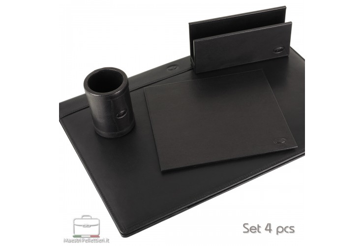 Schreibtischsets Leder kit 4 pflanzlich gegerbt leder Schwarz
